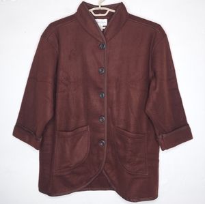 Diane Von Furstenberg Fleece Jacket Button Collar Pocket Long Sleeve Teddy M/L